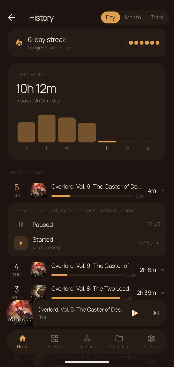 History screen